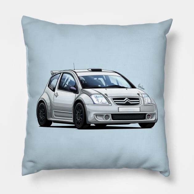 Citroen C2 S1600 - JWRC Pillow by Mario Ramos Rally Art