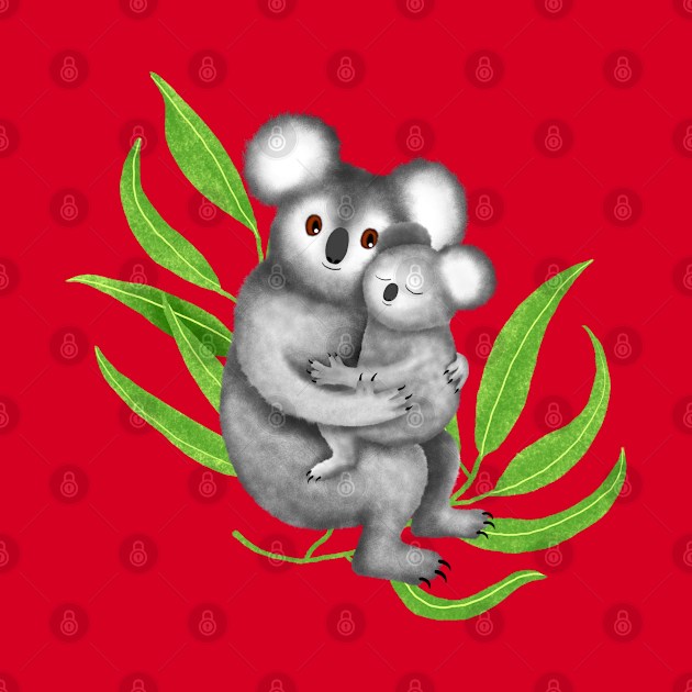 Cute Mommy Koala with Her Baby by illucalliart