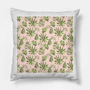 Cute graphic leaves on pink Pillow