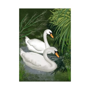 Swans on lake T-Shirt