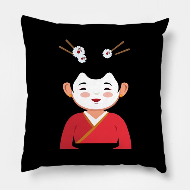 Kimono Girl Pillow by Fredonfire