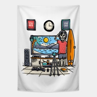 stay home stay chill Tapestry