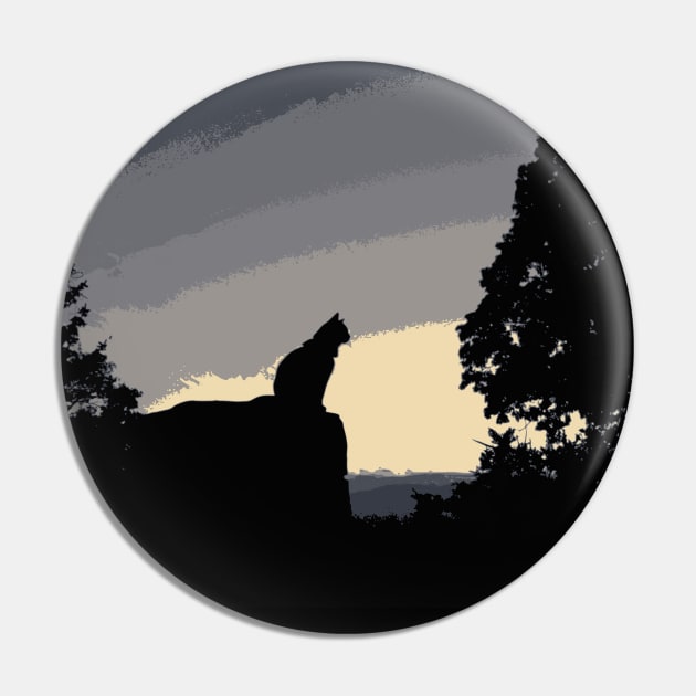 Cat Silhouette At Sunset Pin by nonbeenarydesigns