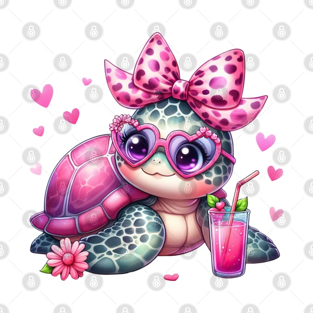 Valentine Turtle Drinking Ice Cream by Chromatic Fusion Studio