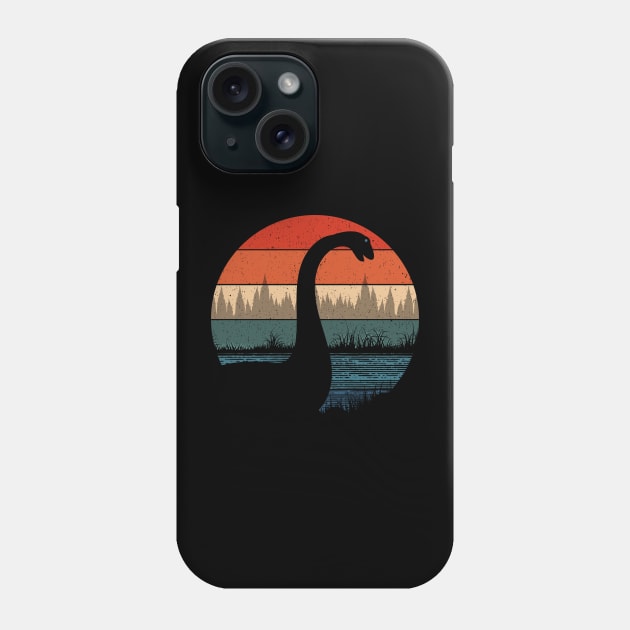 Loch Ness Monster Nessie Retro Sunset Phone Case by Tesszero