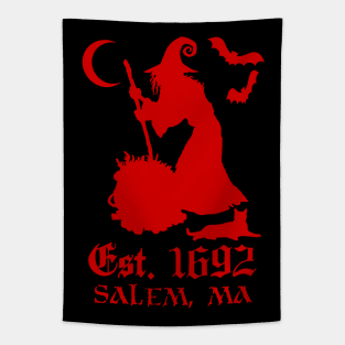 Salem Massachusetts Est. 1692 - Halloween Witch (RED) Tapestry