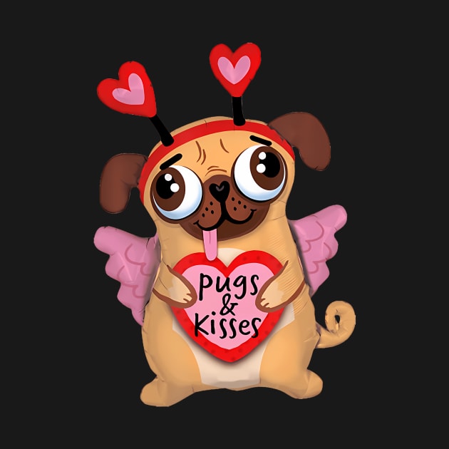 Pugs Valentine  Cupid Pug Kisses Valentine Pug Lover by vulanstore