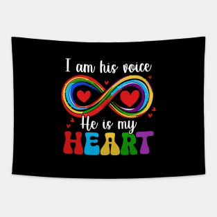 I Am His Voice He Is My Heart Autism Infinity Symbol Tapestry
