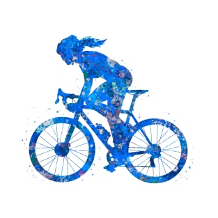 Road biker watercolor blue T-Shirt