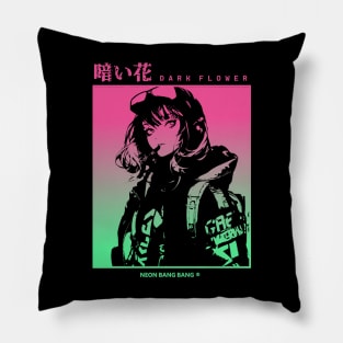 Cyberpunk Aesthetic Vaporwave Anime Manga Girl Japanese Streetwear Pillow