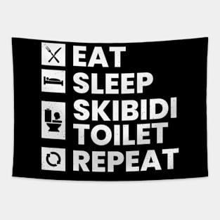 Eat Sleep Skibidi Toilet Repeat - Skibidi Toilet Meme Tapestry