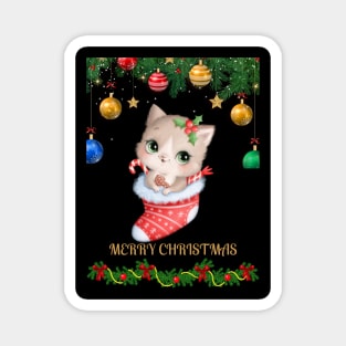 MERRY Christmas cat design Magnet