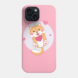 Cute Shiba Inu With Heart Phone Case