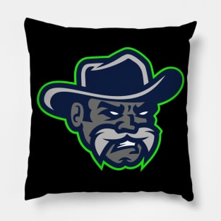 Go Wild in Style: Crazy Cowboy Sports Mascot T-shirt for Baseball, Football, Hockey, and More! Pillow