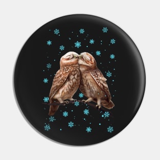 Love of owls in xmas on black Pin