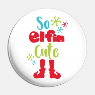 So Elfin Cute, Elf Shoes, Snowflakes, Christmas Pin