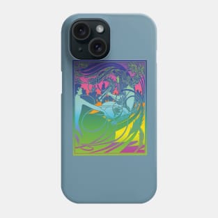 Flute Lady (blue on rainbow) Phone Case