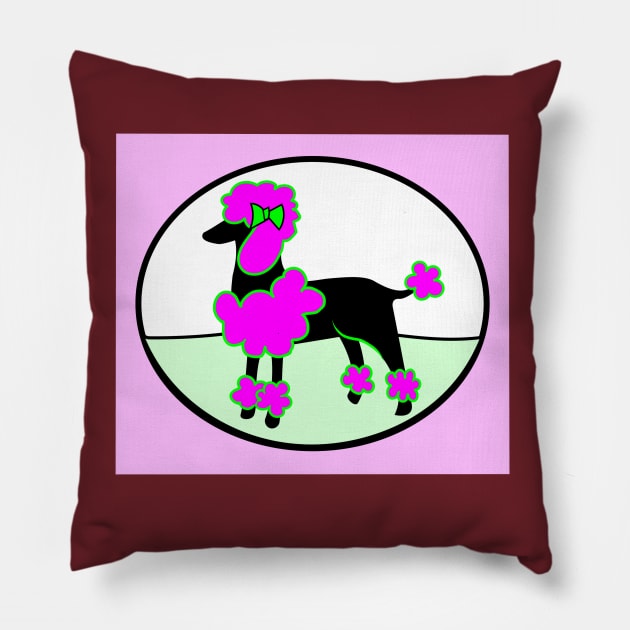 Pink Hair Poodle Dog Kids Pillow by Designs by Connie