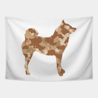 Lilly the Shiba Inu Silhouette - Desert Camo on White Tapestry