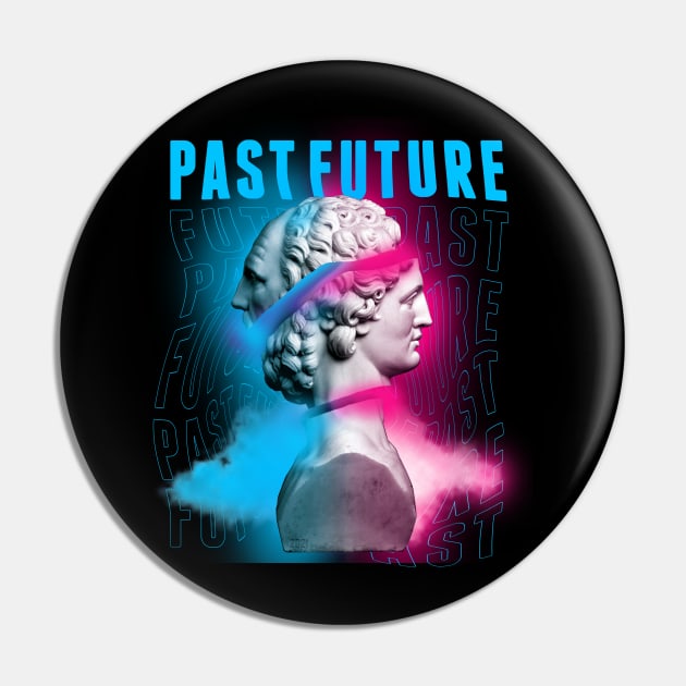 Janus Mythology Vaporwave Blue and Magenta Pin by gastaocared