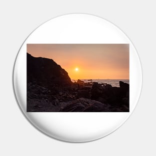 Orange Sunset Over A Rocky Beach Pin