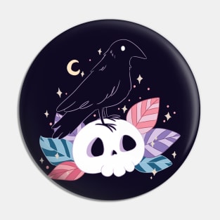 Crow on a skull Pin