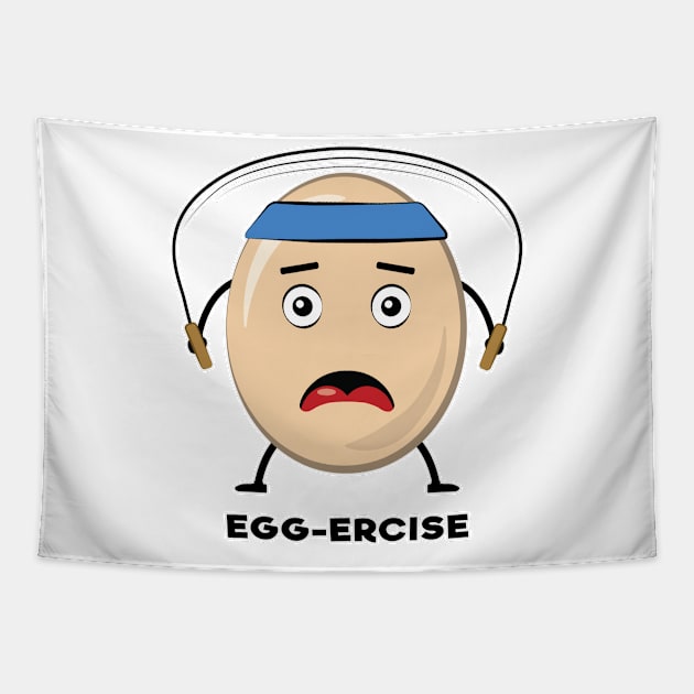 Egg-ercise - Funny Egg Pun Tapestry by DesignWood Atelier