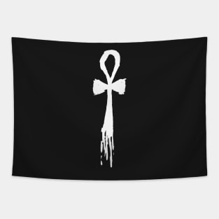 Dark and Gritty Ankh (white) Tapestry