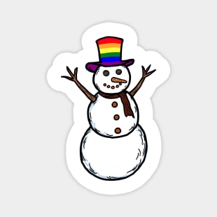 A hand drawn of gay lgbtq snowman in Christmas holiday celebrati Magnet