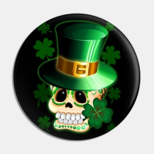 St Patrick Skull Cartoon Pin