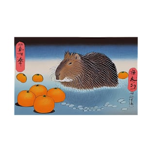 Capybara  orange Ukiyo-e T-Shirt