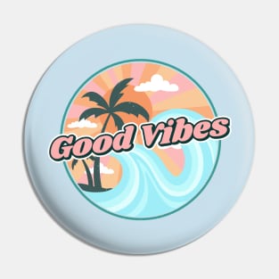 Good vibes 70s retro beach Pin