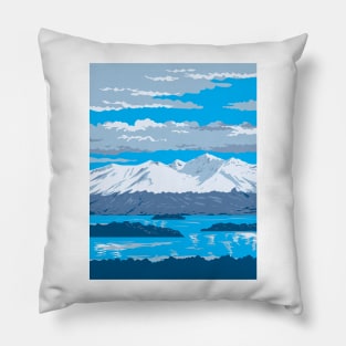 Chigmit Mountains in Lake Clark National Park in Alaska WPA Poster Art Pillow