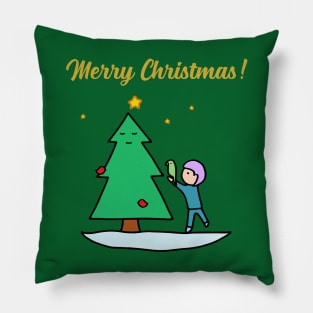 Merry Christmas - Sustainable Tree (Dark Green) Pillow