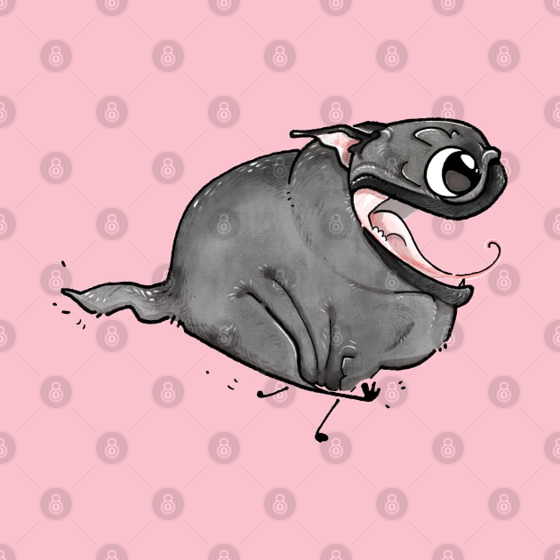 Zoomies!!! (black pug) by Inkpug