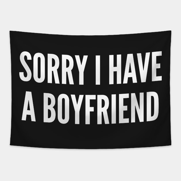 Sorry I Have A Boy Friend - Funny Girlfriend Slogan Tapestry by sillyslogans