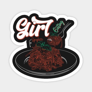 Girl Eating Spaghetti Magnet