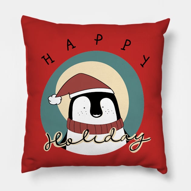 happy holiday christmas Pillow by Madhav