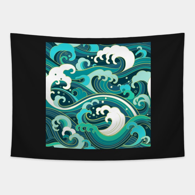 Ocean Waves Tapestry by edwardecho