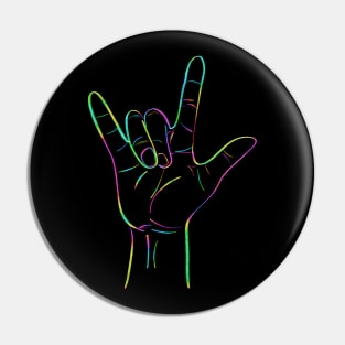 I Love U in ASL hand sign Pin