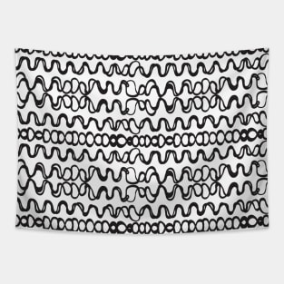 Monochrome Waves Pattern Tapestry