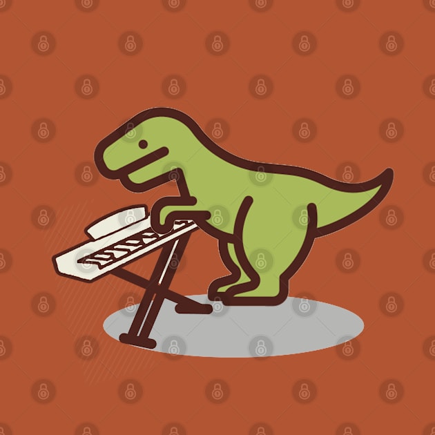 Cute Trex playing a keyboard piano by Be my good time