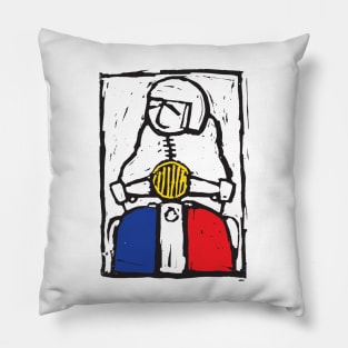 Classic Retro, Vintage,  Scooter, Scooterist, Scootering, Scooter Rider, Mod Art Pillow