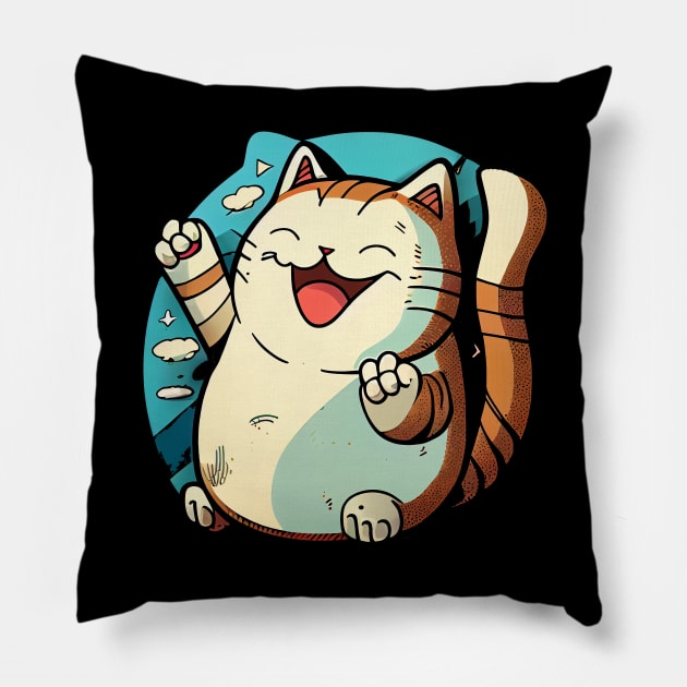 Happy cat #cat #kitty Pillow by JBJart