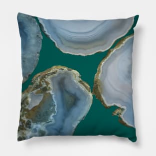 minerals in a cut on a green background Pillow