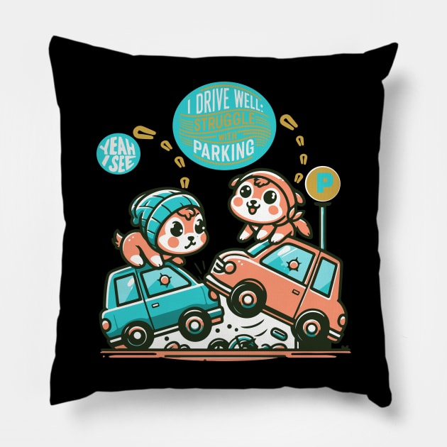 Parking Banter:A Comic Parking Exchange Pillow by EcoEdge