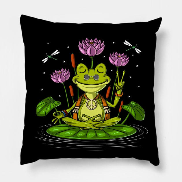 Hippie Frog Yoga Pillow by underheaven