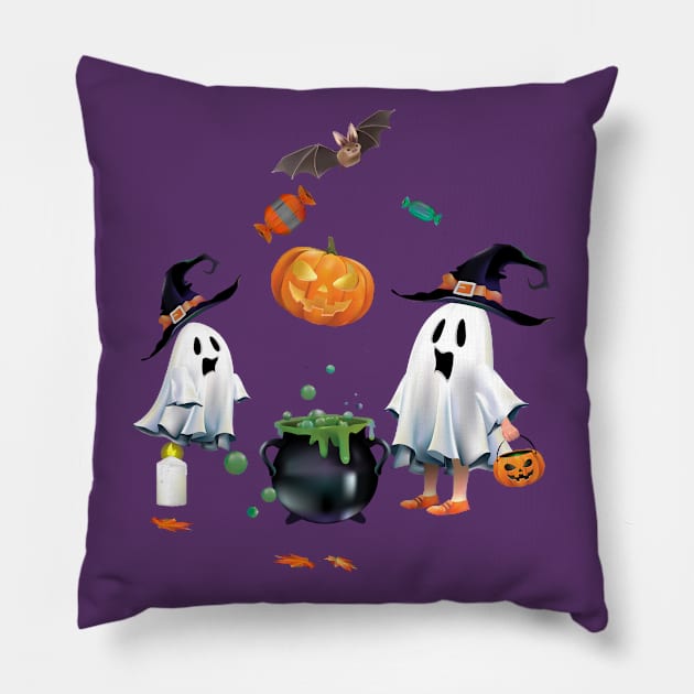 Halloween Story Design Pillow by Mako Design 