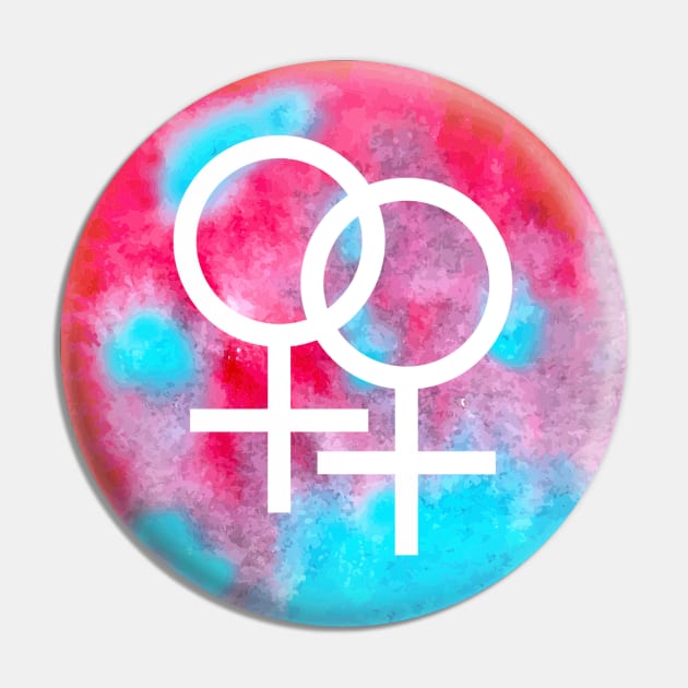 Double Venus Symbol Watercolor (Lesbian/Bisexual/Sapphic/WLW) Pin by SapphoStore