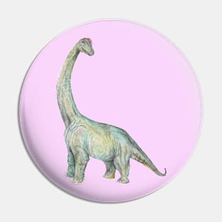 Watercolor Smiling Dinosaur Brachiosaurus Pin